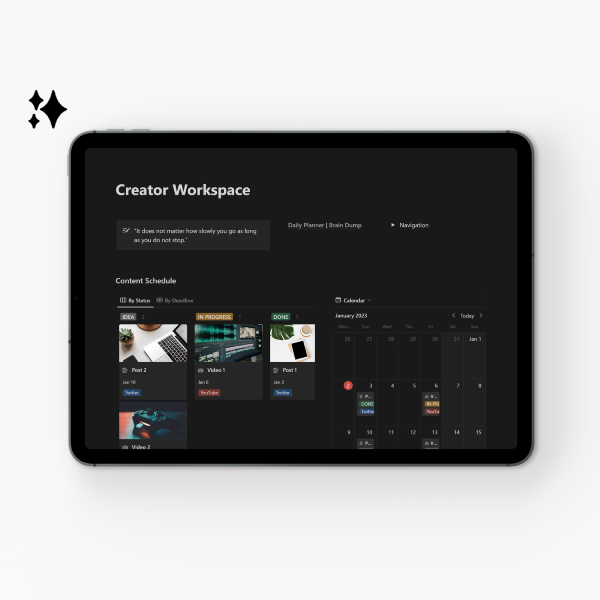 Notion Creator Dashboard